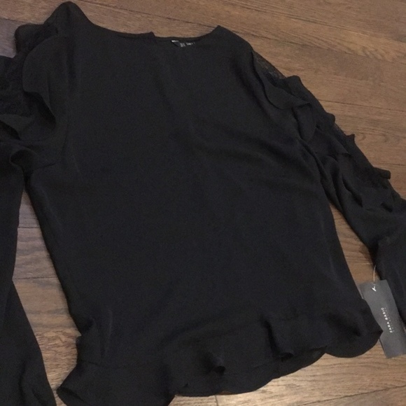 zara black long sleeve top